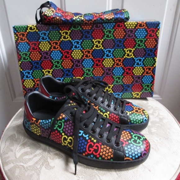 NWB GUCCI Psychedelic ACE GG Monogram mEN'S Sneakers Sz UK 7.5/US 8.5 - Picture 1 of 16